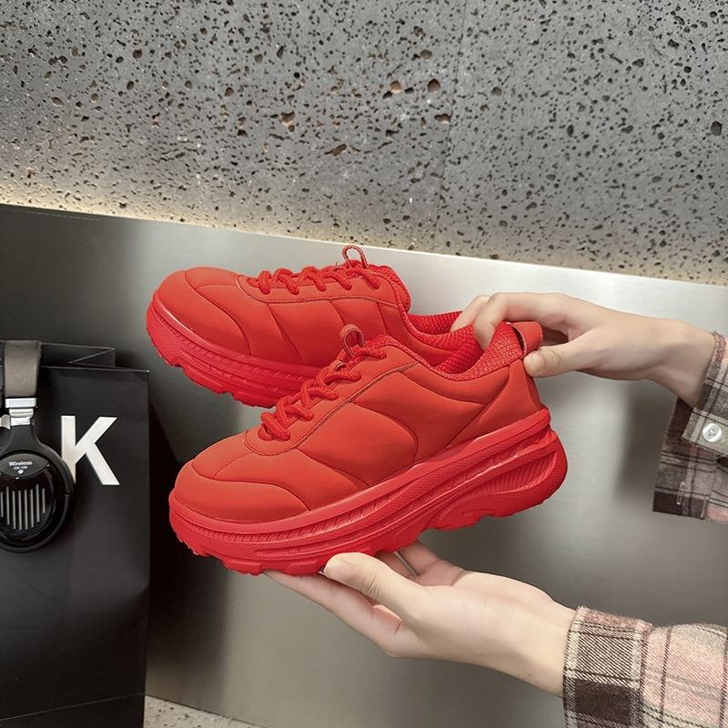 

Кожаная версия~ Новая платформа Maillard увеличивающая рост универсальная повседневная спортивная обувь женские кеды 35 красный