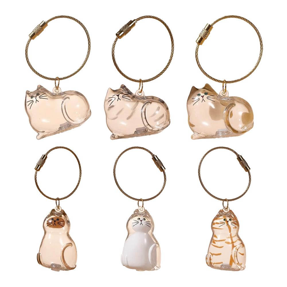 6PCS Pet Hair Storage Case - Plastic Kitten Figurine Clear Case for Pet Lovers. Portable Pet Loss Remembrance Gift.