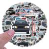 10 30 60Pcs Kawaii Police Car Pvc Sticky Stickers Aesthetic Diy Colored Phone Laptop Luggage Skateboard Graffiti Decals
