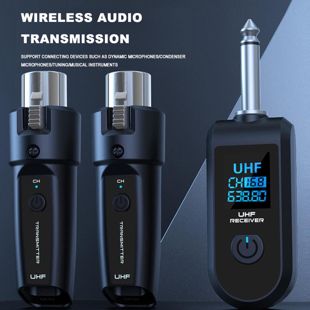 UHF Wireless Microphone Converter XLR Adapter System Wireless Mic Transmitter Receiver for Dynamic Microphone Electric Guitar