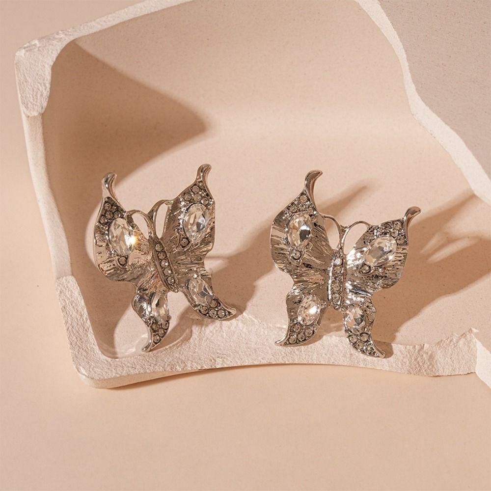 Sparkling Butterfly Earrings Vintage Ear Studs Luxury Women Jewelry Accessory  Party