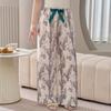 Cotton Silk Family Spring and Autumn Women's Cotton Silk Pajama Pants Wide-leg Pants Thin Artificial Cotton Can Be Worn Outside Casual Home Pants