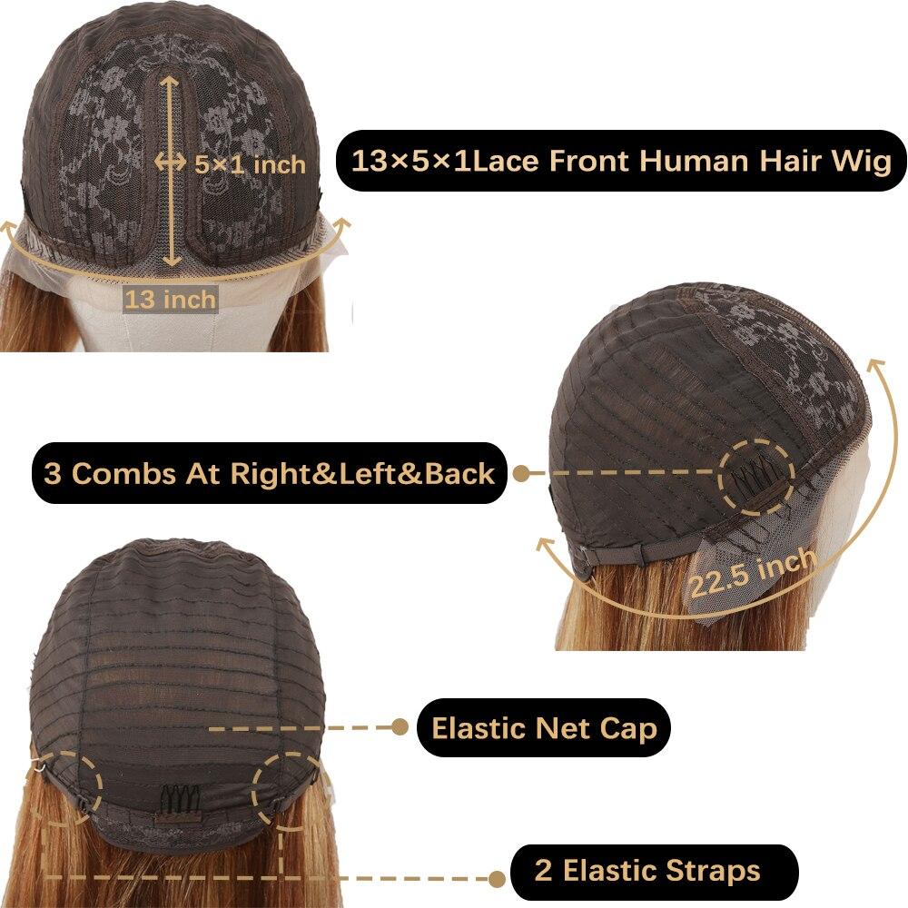 HAIRCUBE Bob Human Hair Wigs Ombre Light Blonde Pixie Cut Lace Front Wigs for Women Side Parted Straight Transparent Lace Wig