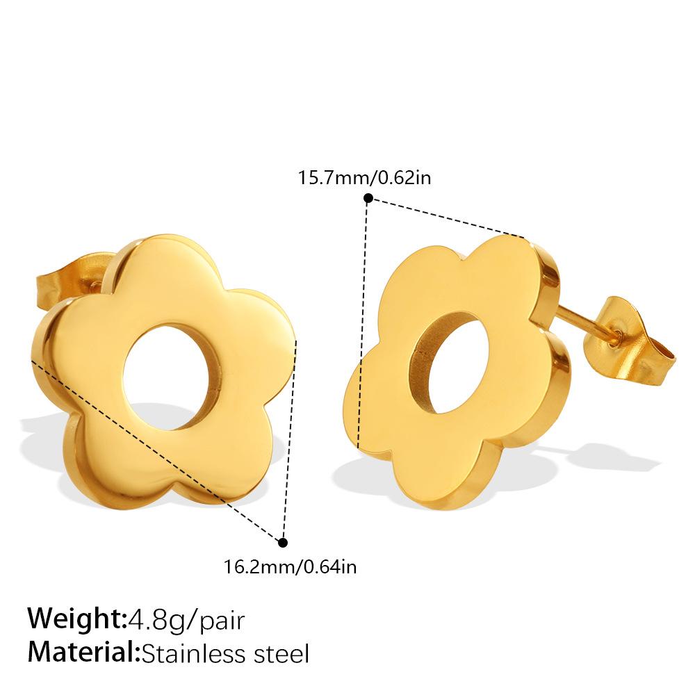 Fresh, sweet, versatile, glossy floral stud earrings for women, stainless steel, niche ins-style everyday earrings EH1325G gold earrings