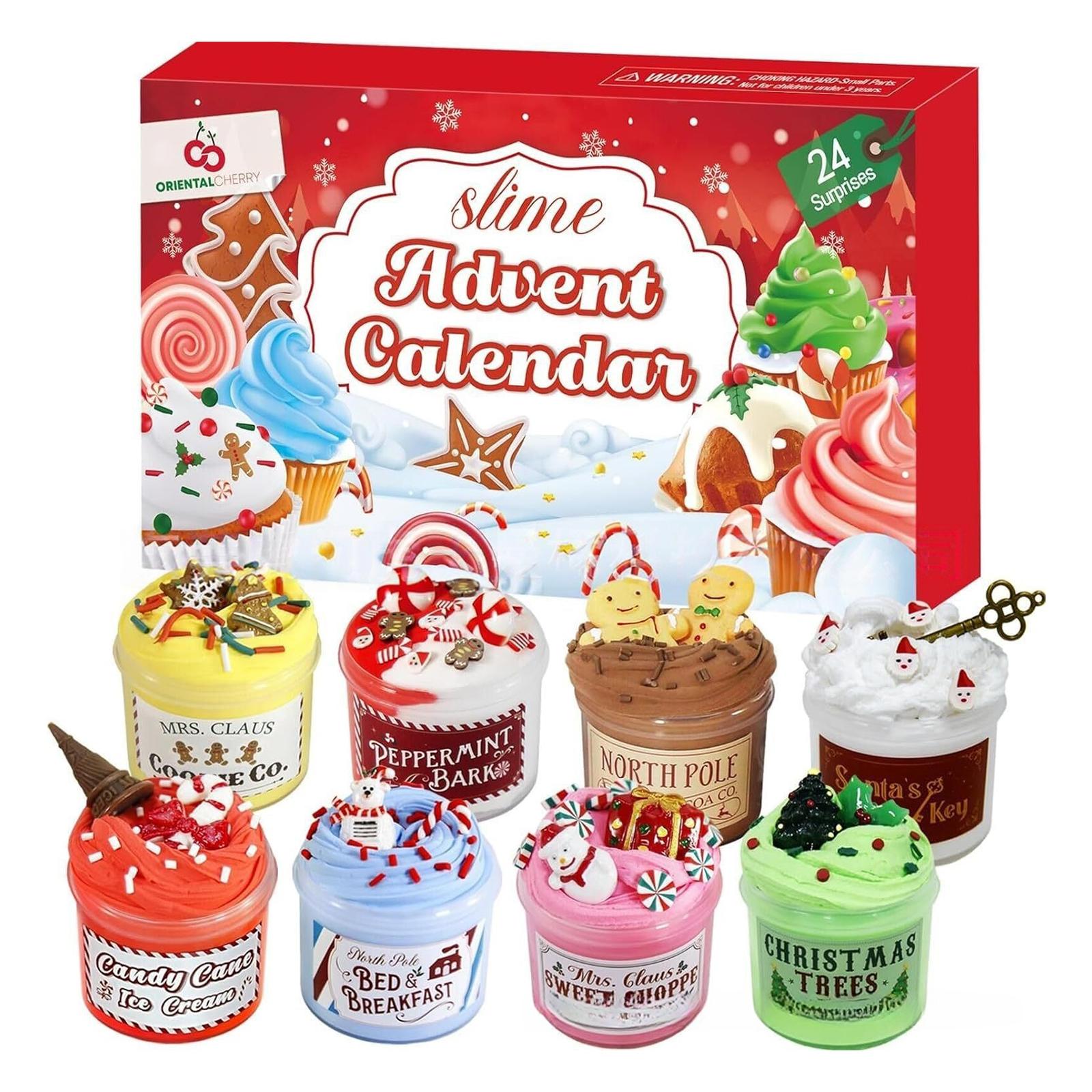 

Креативные календари для игр со слаймом на Рождество «Сделай сам», Многоцелевой календарь обратного отсчета со слаймом, Набор многоразового пушистого слайма и шармов L