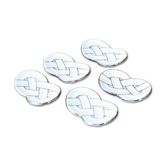 Arita Ware Chopstick Rests - Set of 5, Elegant Silver Mizuhiki Knot Design, Porcelain, Japanese New Year Celebration