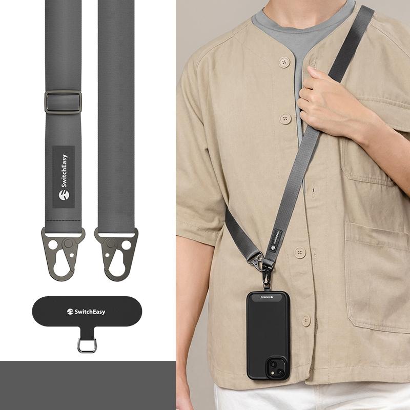 GOODAY Cordino per Cellulare da Polso Regolabile n Staccabile, Cordino per Telefono da Collo Antifurto Cordino Universale Accessorio Telefonico con Clip in Metallo e Nylon (Arancio grigio