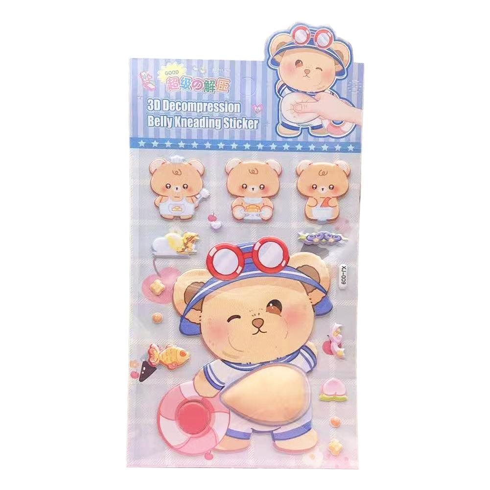 Cute 3D Belly Stickers Relieve Stress Decor Sticker  Self-Adhesive Squeezable Cartoon Belly Sticker Phone Case Decor Stickers
