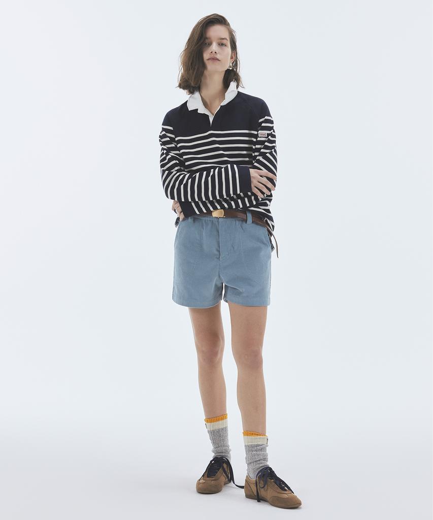 NOHANT Wire Stripe Rugby Long Sleeve T-Shirt Navy