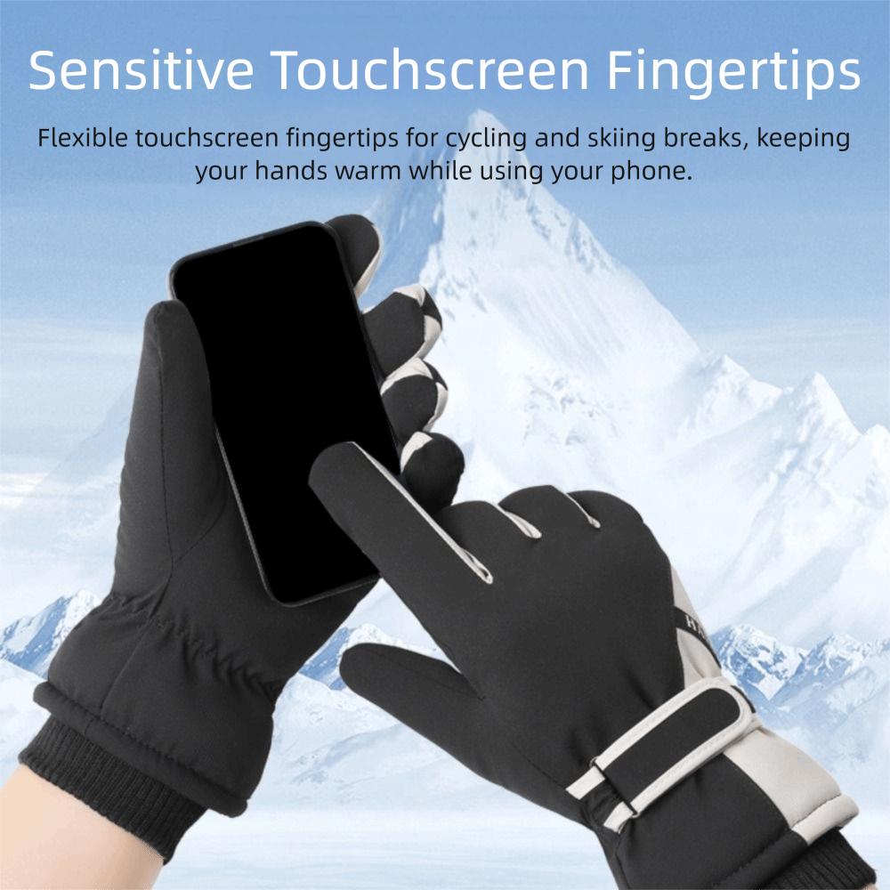 Full Fingers Cold-resistant Winter Gloves Waterproof Piled Riding Gloves Windproof Thickened Cycling Gloves Running