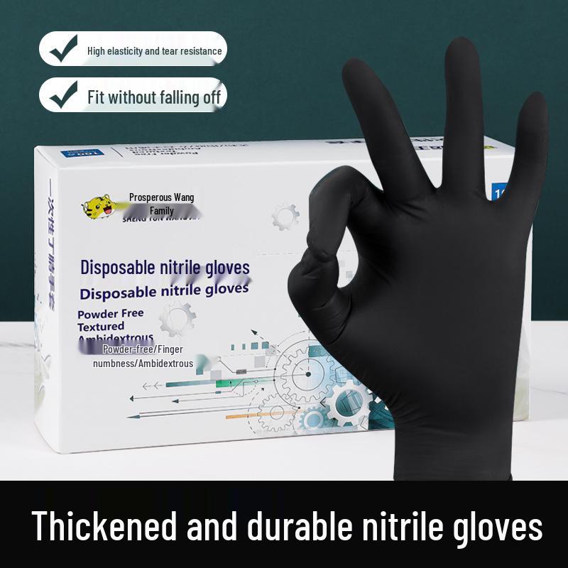 Disposable Black Nitrile Gloves for Food Grade, Catering, Baking, Cleaning, and Industrial Protection