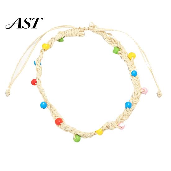Hand Woven String Bracelets Handmade Braided Bracelet for Women, Bohemian Wrist Rope Boho Style Summer Jewelry with Colorful Rice Beads, Adjustable
