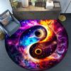 Round Crystal VelvetRug Yin Yang Galaxy Cosmic Fire Water Clock Pattern Floor Mat Home Decor Living Room BedroomCarpetSpace Art