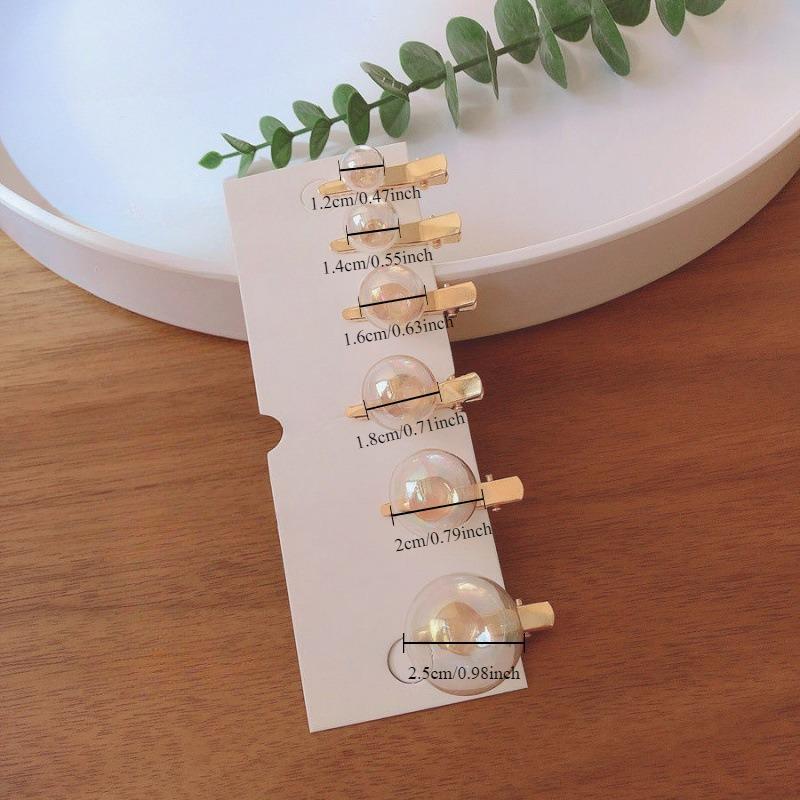 

6pcs/Set Cute & Simple Soap Bubble Hair Clips - Metal Duckbill Side Clips for Short Hair Colorful Design