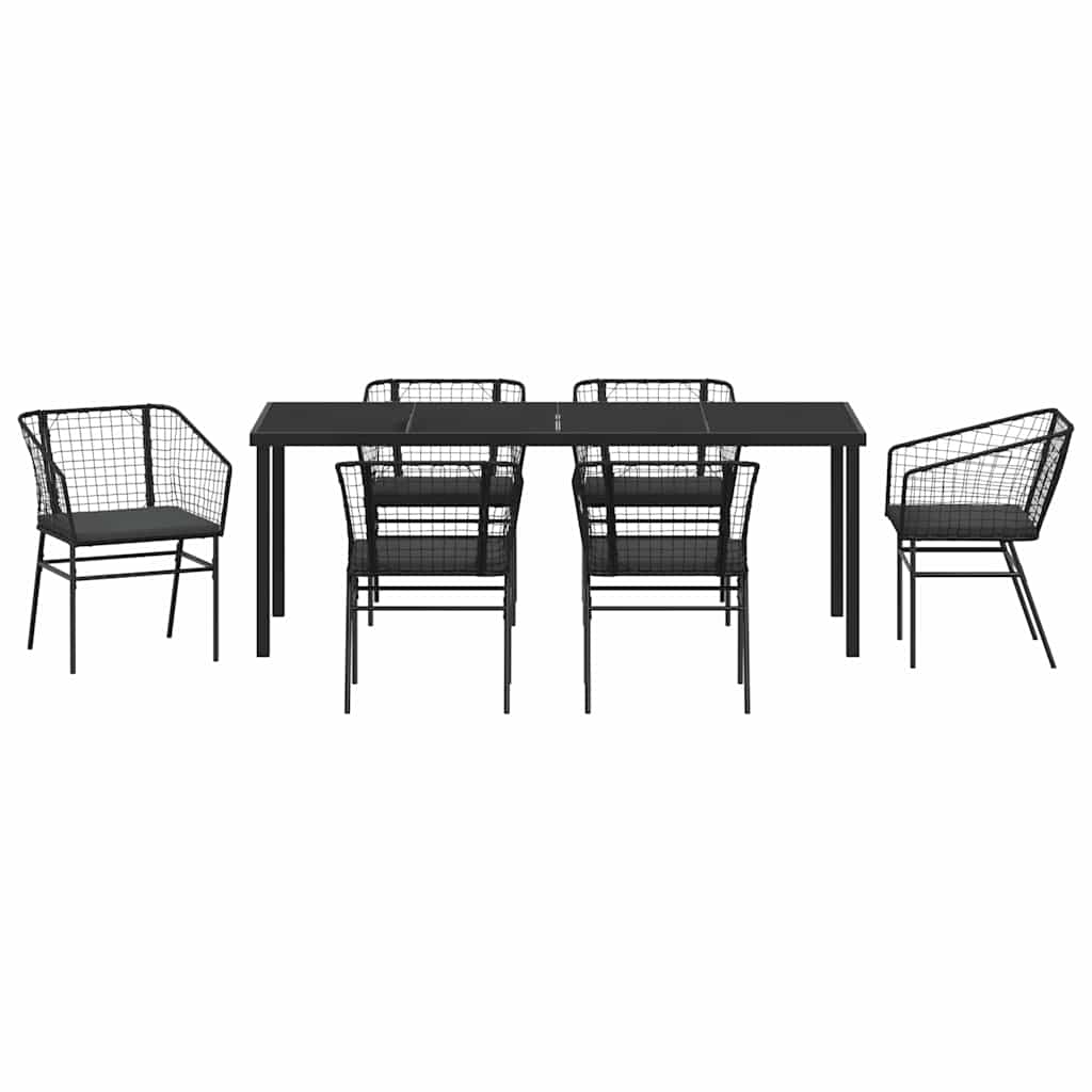 Garden Dining Set 7 pcs Black Poly Rattan