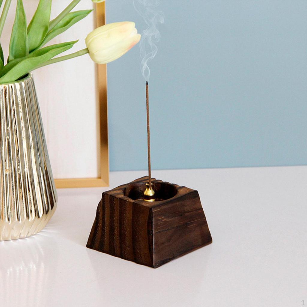 Holder Ornament Wooden Decorative Ash Catcher Gift Censer Burner Stand for Yoga Desktop Home