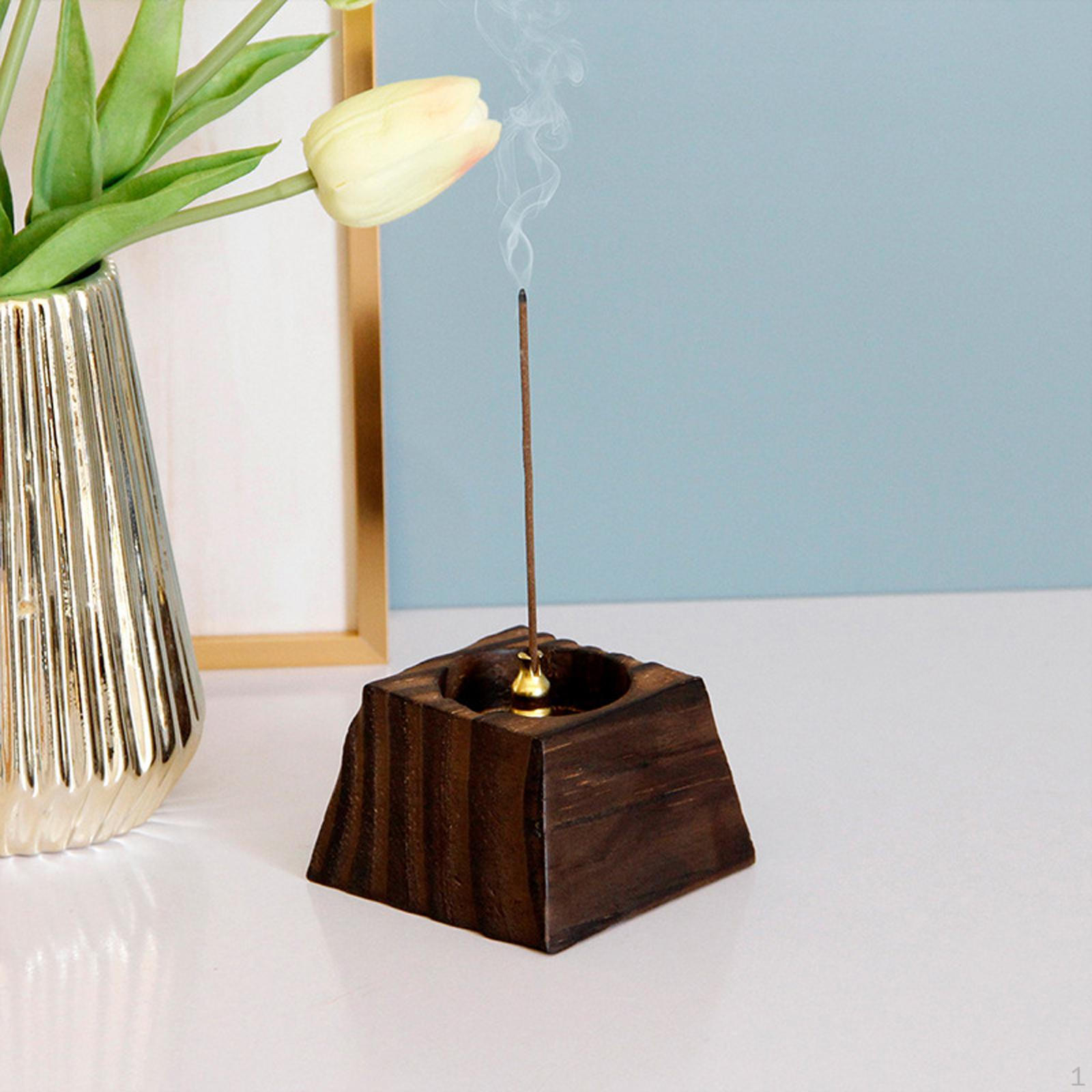 

Holder Ornament Wooden Decorative Ash Catcher Gift Censer Burner Stand for Yoga Desktop Home Black