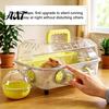 Small Pet Exercise Area Hamster Cage with Tunnel, Transparent House Running Wheel Playpen Accessories And Water Dispenser, 2-Tier Habitat for