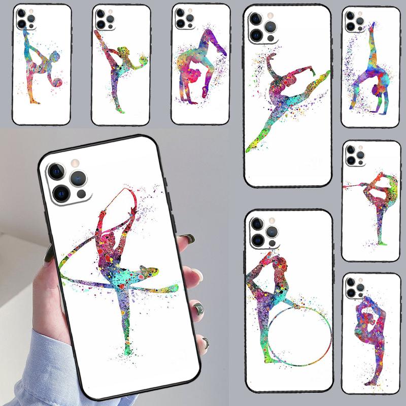 Gymnastics Watercolor Printing Case For iPhone 17 Pro Max 15 14 13 11 12 16 Pro Max mini 15 16 Plus 16e 17 Air Phone Cover