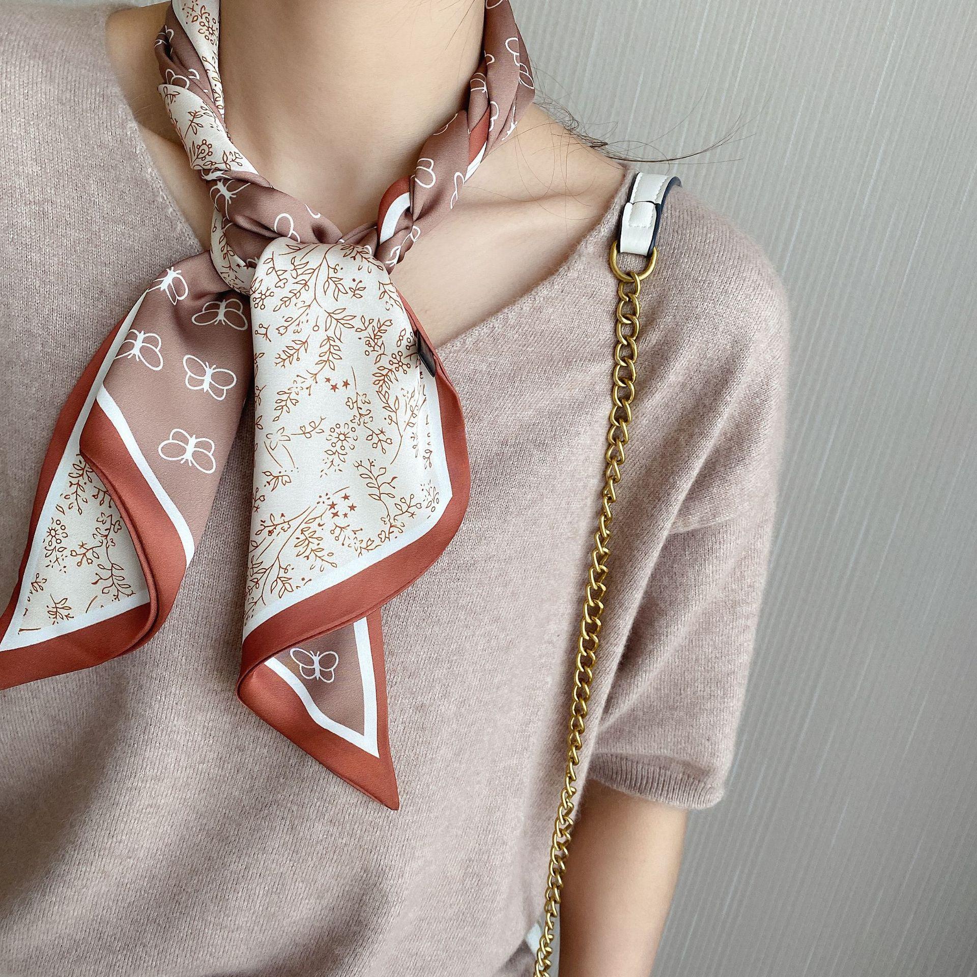 

Весенне-летний атласный длинный шарф для женщин, солнцезащитная шаль, модный атласный длинный шарф для красоты, универсальный дорожный шарф 14*145cm