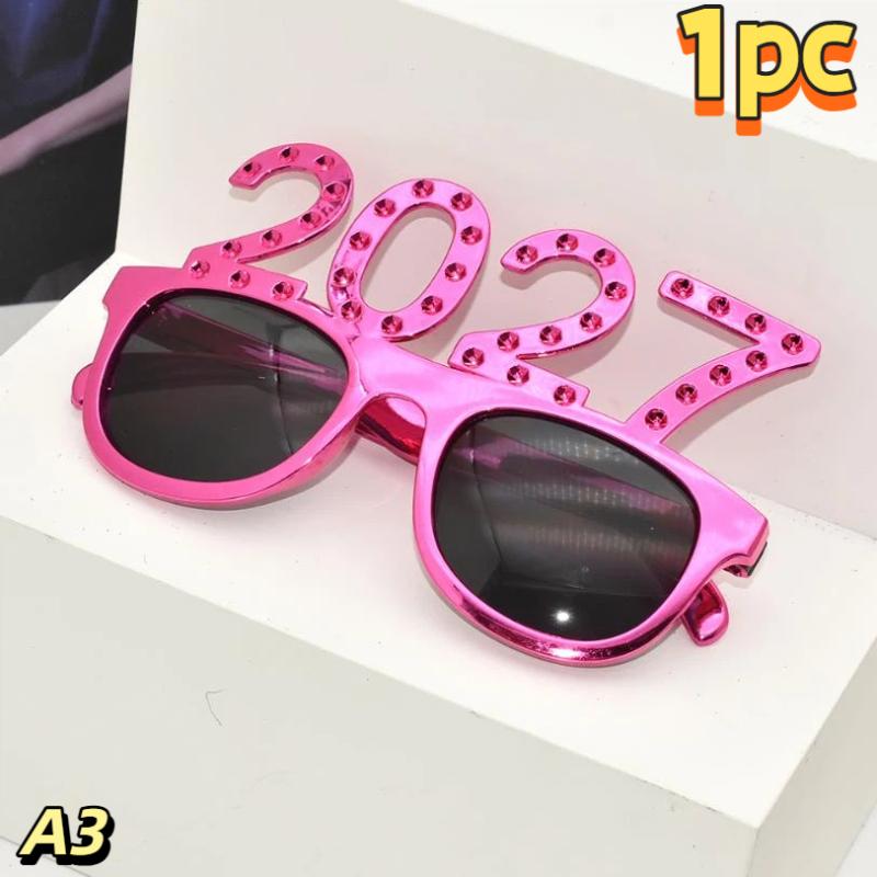 2027 Number Eyeglasses Happy Year Glasses Diamond Glitter Sunglasses Cosplay Prop Xmas Party Decoration Funny Glasses