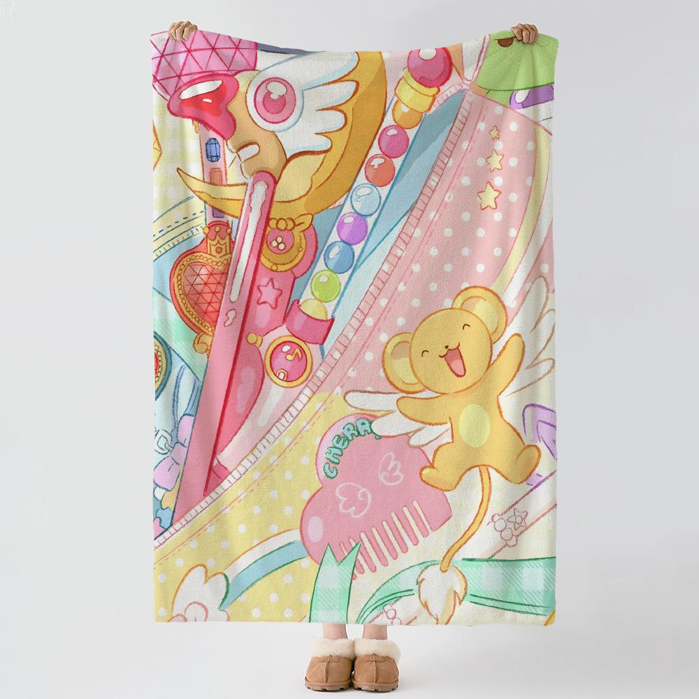anime C-Cardcaptor Sakura-A Throw Thick Comfort Flannel Quilt, Multi-scene Use Indoor Outdoor Daily Nap