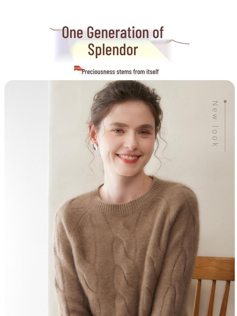 Elegant Three-Strand Thickened Wool Sweater for Women - Soft, Smooth, and Stylish Knit Pullover
