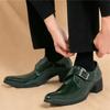 British Designer Monk Strap Loafter for Men's Pointed Leather Casual Shoes New Brand Formal Wedding Dress Homecoming Footwear