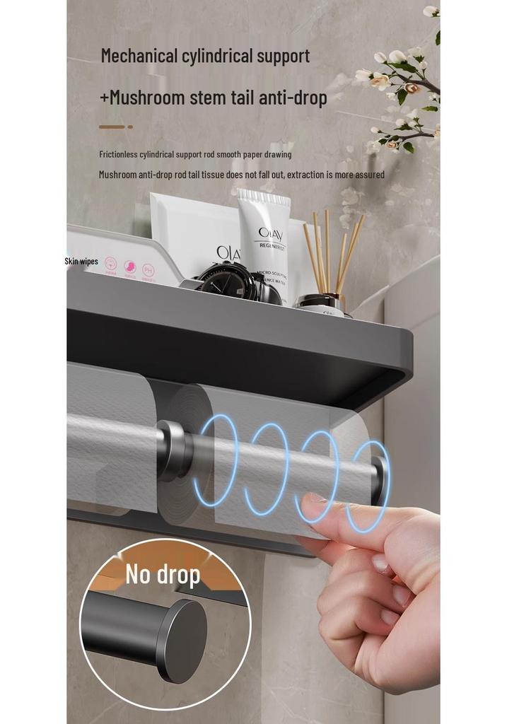 Toilet Paper Holder: No-Punch Roll Hanger - Sanitary Paper Storage Box for Bathroom
