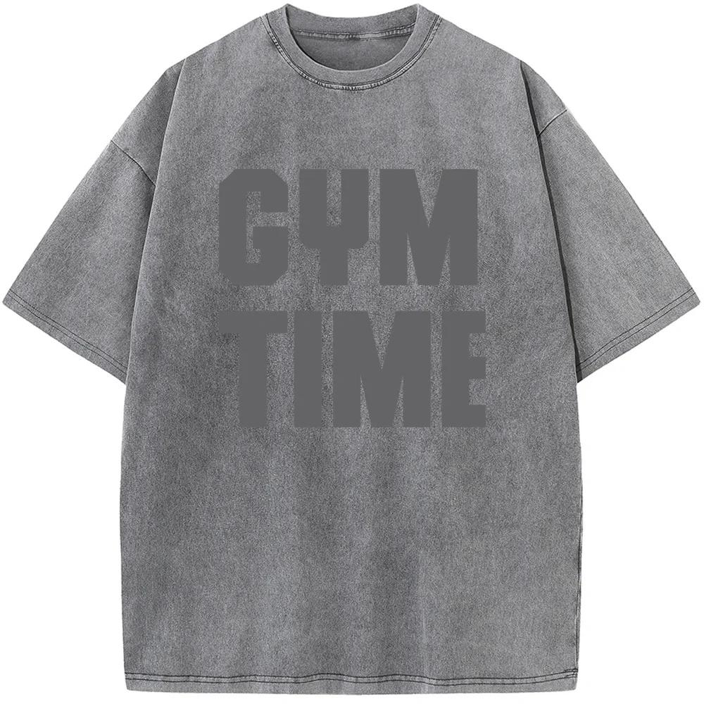 Vīriešu Fitnesa Laika Krekls ar Īsām Piedurknēm Vīriešiem Sievietēm Ikdienas Liela Izmēra T-krekls 90. gadu vintage unisex mazgāts vecs T-krekls