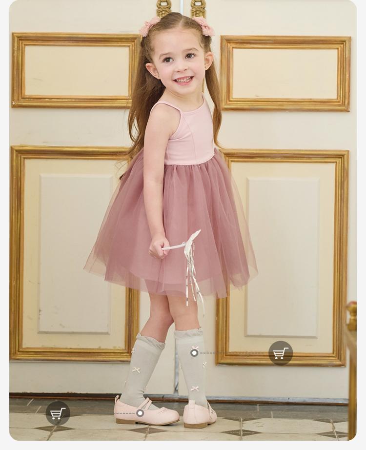 Davidella Girls' Strap Dress Summer Dress New Baby Princess Mesh Skirt Children's Skirt