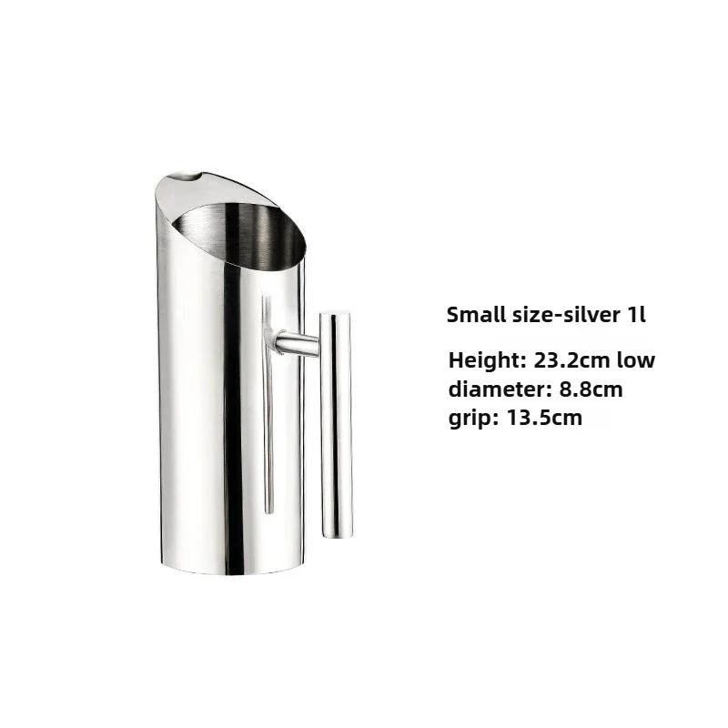 1L/1.5L/2L Water Pitcher Carafe Wine Divider Cold Kettle Water Jug Juice Jug Food Stainless Steel Rustproof Pitcher Container