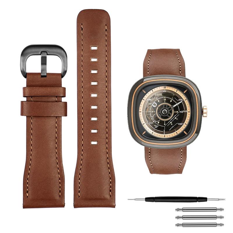 Weiche Armbanduhr aus echtem Leder mit Herren-Wasserdicht Für sieben am Freitag T1/01 T3/01 T2/01 Armband Rindsleder Uhrenarmband 26mm
