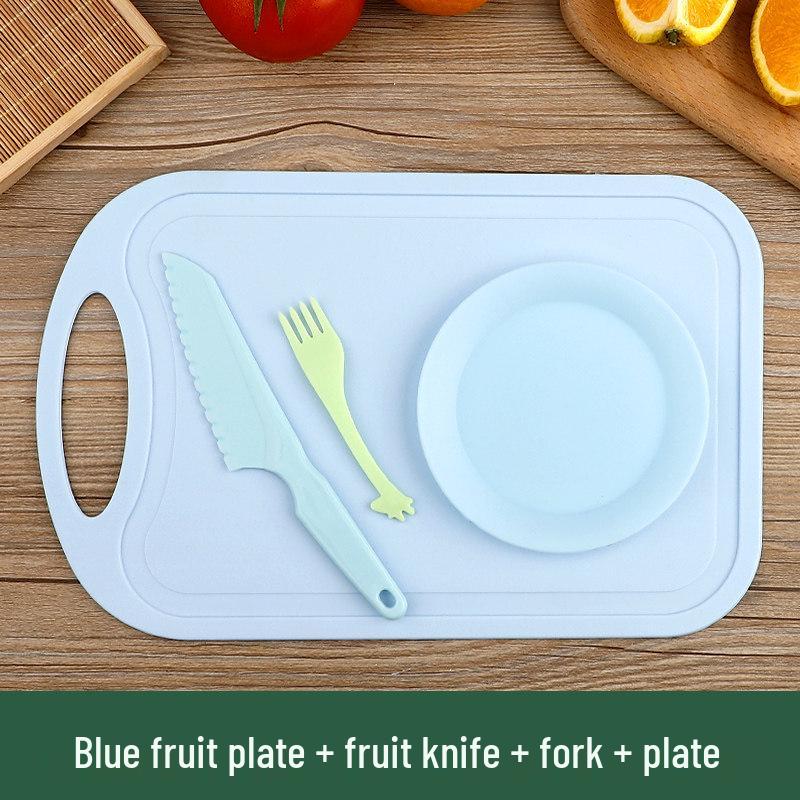 Safe Plastic Fruit Knife & Cutting Board Set for Kids