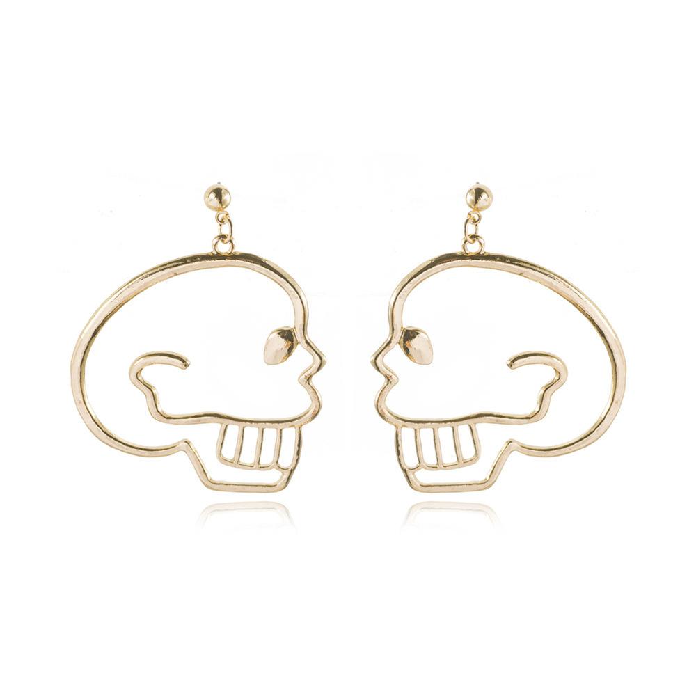 Skull Head Exquisite Earrings For Women Fashion Alloy Dangle Jewelry In Rose Gold