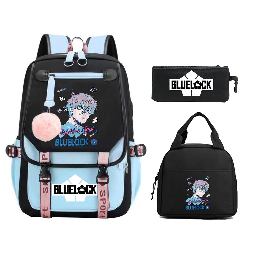 Peripheral Printed Backpack Leisure Student School Bag Pencil Bag Lunch Bag Set