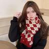Red Scarf Women'S Winter Plaid Christmas Birthday Gift  Year Gift Knitted Wool