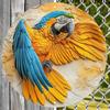 Metal Parrot Wall Art Circular Decorative Sign for Home Outdoor