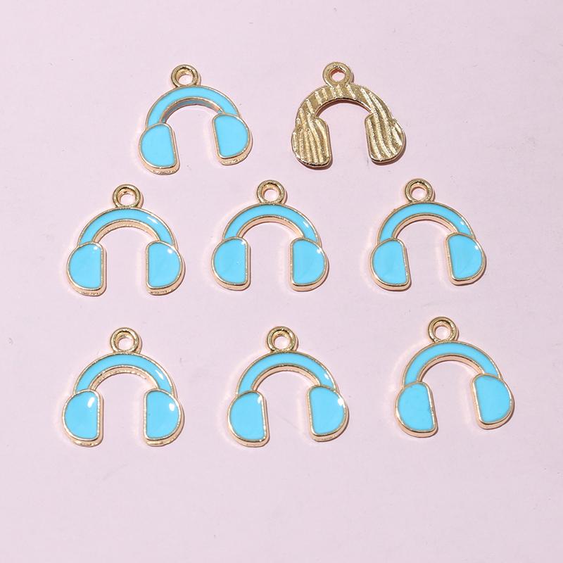 20pcs 15x14.5mm Enamel Cute Earphone Headphones Charms Pendant DIY Jewelry Making Accessories for Bracelet Earrings Keychains