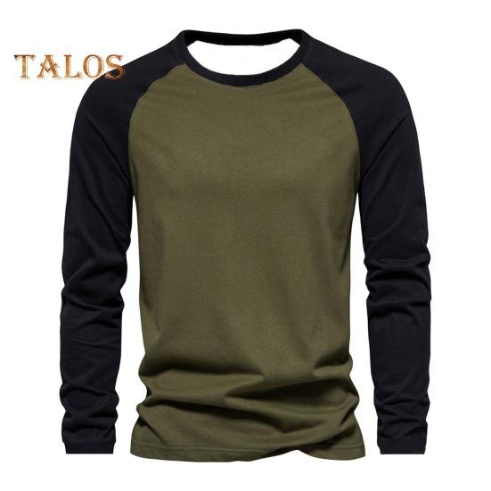 

Осень-зима мужской топ-топ облегающий лоскутный свитер с круглым вырезом, эластичный, с длинными рукавами, средней длины, для фитнеса, повседневная одежда, рубашка XL армия зеленый