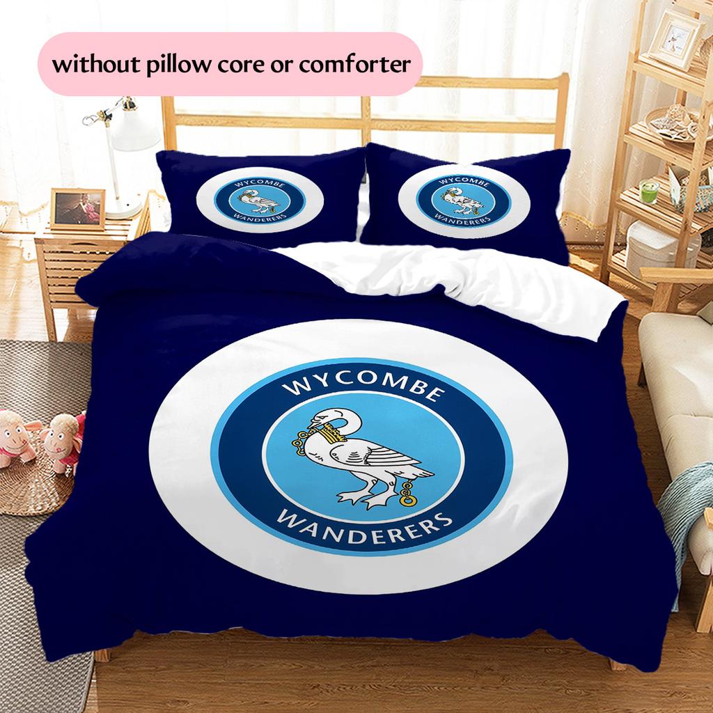 Wycombe Wanderers Pattern Bedding Quilt Set Home Decoration Gift (1 * Duvet Cover + 2 * Pillowcase Without Core)