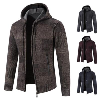 Men's Warm Hooded Knit Sweater Jacket - Trendy European American Fall/Winter Fashion