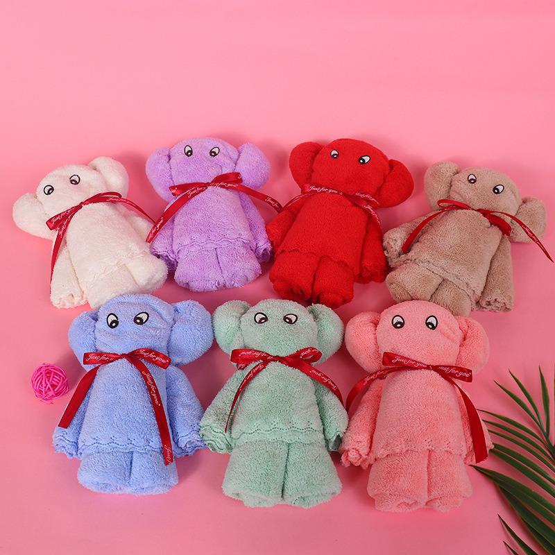 Little Bear Wedding Towel - Double Happiness Gift for First Birthday or Full Month Celebration.