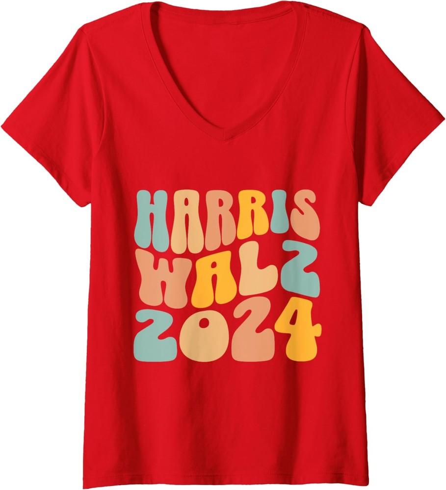 Harris Walz 2024 For President Kamala Harris Ladies  V-Neck Tshirt Unisex T-Shirt M
