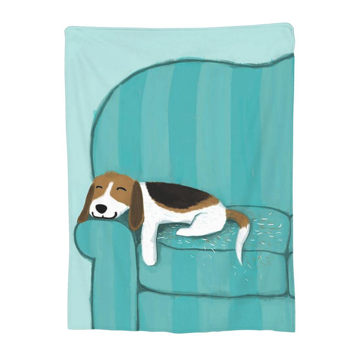 

Happy Couch Dog Cute Beagle Blanket Soft Warm Flannel Throw Blanket Bedding for Bed Living room Picnic Travel Home Couch 80x120cm
