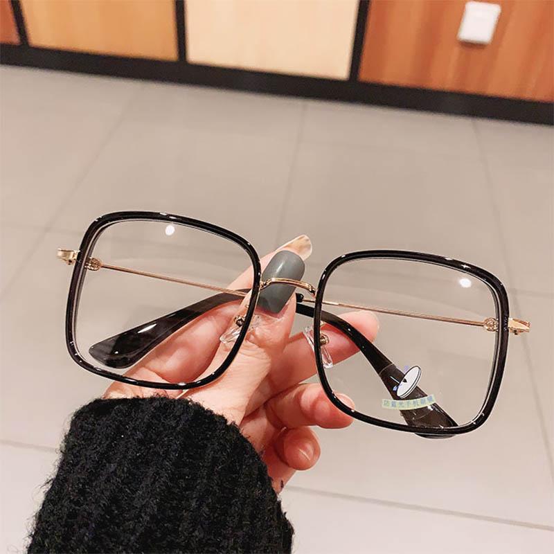 Luxury White Anti Blue Light Glasses Oversized Square Frame Clear Lens Optical Spectacles for Men Women