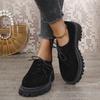 Fashion Clasic Lace-Up Fax Suede Round Pumps Shoes Ladies Vintage Mix Color Med Heel Single Shoes Women Hot Sale Big Size Loafers Mujer