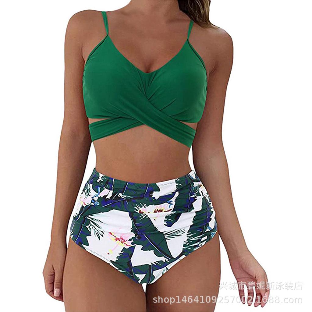 High Waist Leopard Cross Design Sexy Two Piece Bikini Swimsuit Trendy For Beach Holiday