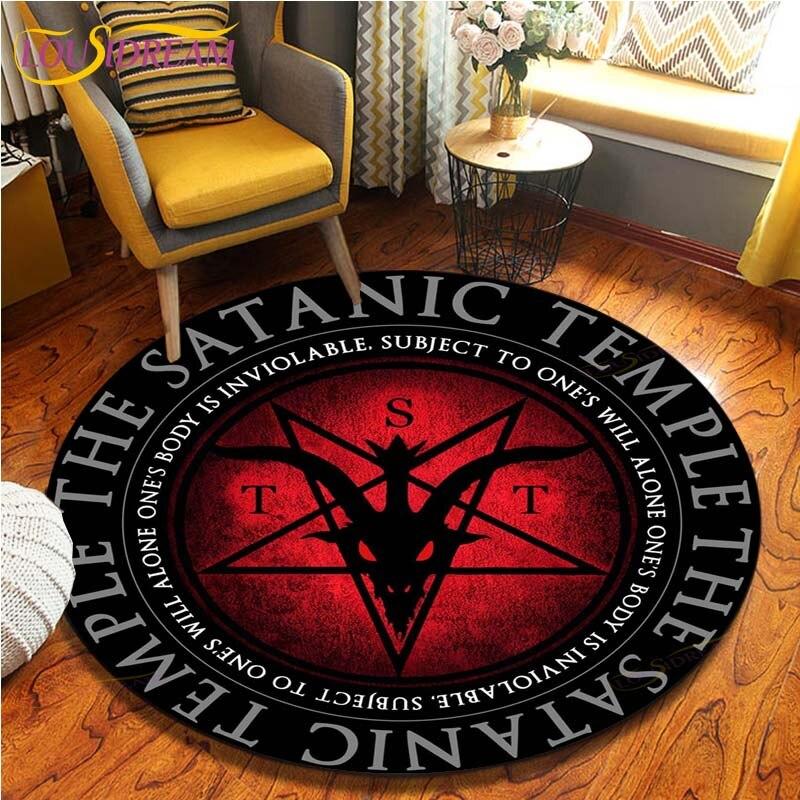Satan Skull 3D Print Waterproof and Non-slip Circle Cute Floor Rug Round Area Rugs Living Room Children Chair Tent Carpets
