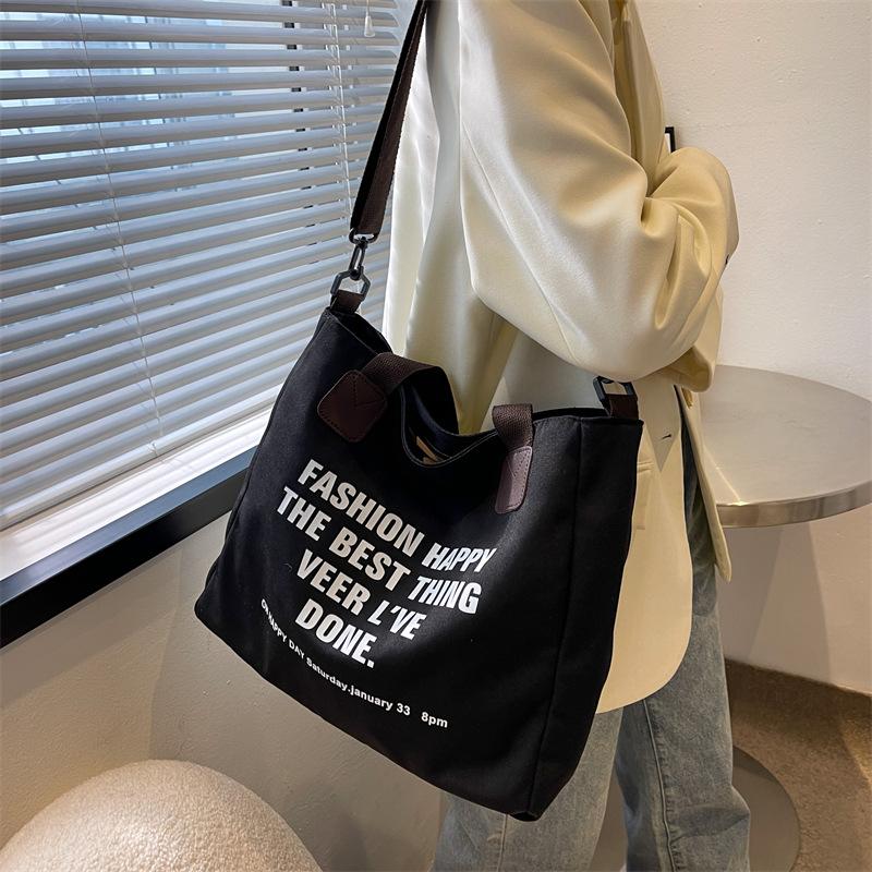 Alphabet Canvas Bag Female Student Class Bag Large Capacity Shoulder Bag Crossbody Bag Japanese Handbag Tide